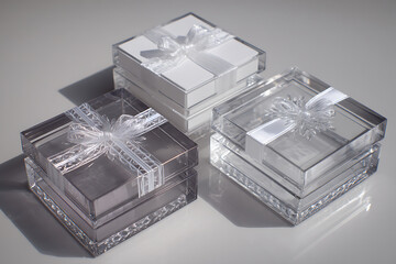 Sophisticated Elegance: Crystal Gift Box Design for Luxurious Celebrations, Ideal for Event Invitations and Promotional Graphics on Tablets.