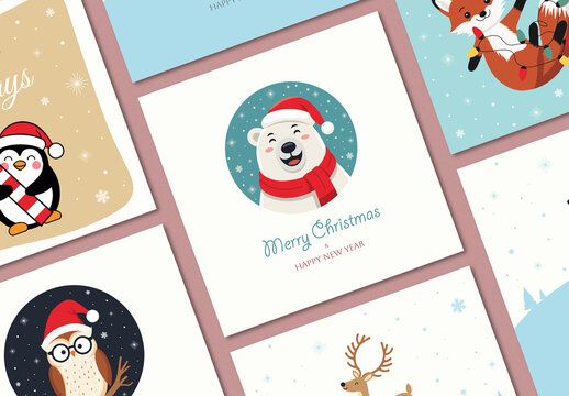 Minimal Merry Christmas and Happy New Year Social Media Layout