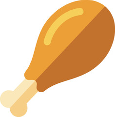 Golden fried chicken drumstick appetizing fast food meal icon vector