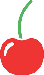 Vibrant red cherry with green stem fresh fruit icon simple design vector