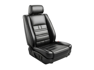Fototapeta premium Luxurious black leather car seat isolated on black background, Isolated On White Background, Png Transparent