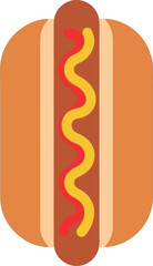 Classic hot dog with mustard delicious street food flat design vector