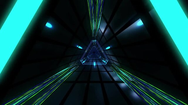 Neon triangles tunnel  background VJ loop 4k video