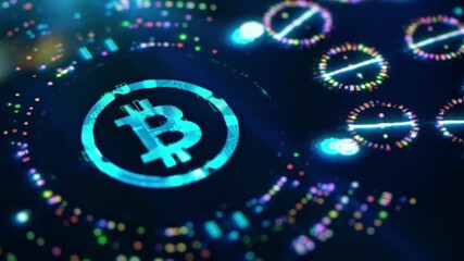 Bitcoin digital cryptocurrency intro. Broadcast design futuristic stock market - Powered by Adobe