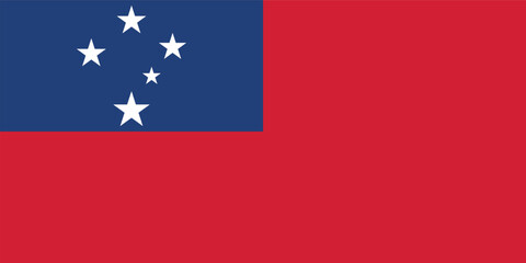 The national flag of Samoa, featuring a red field with a blue rectangle in the canton bearing the Southern Cross constellation.