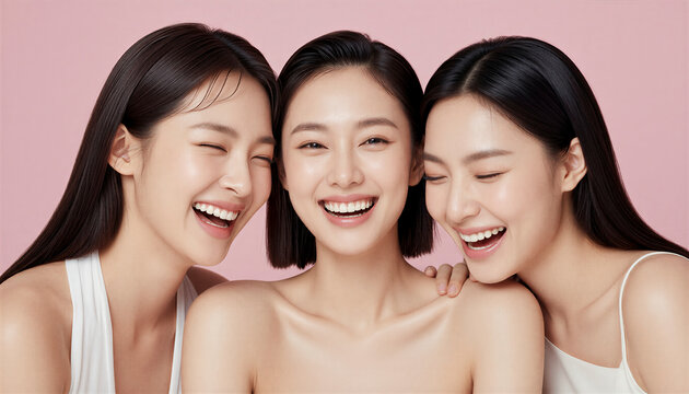 3人の女性 幸せそうな笑顔 ビューティー