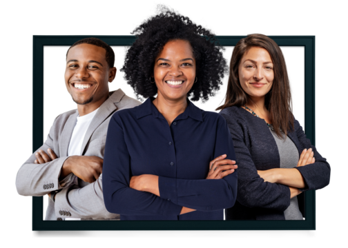 Png confident business team badge sticker, transparent background