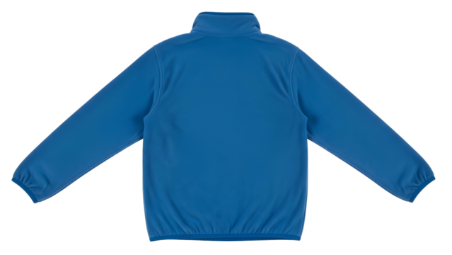 Bright blue pullover fleece outerwear item displayed against a solid black background