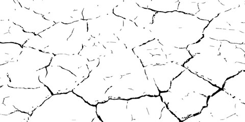 Obraz premium Vector cracked dry earth texture showing drought and climate change concept. Black and white cracked soil background design for environmental, nature, and global warming themes.