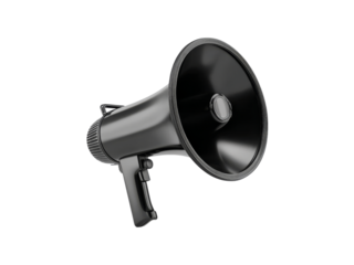 Black megaphone announcement loud speaker public address system, Isolated On White Background, Png Transparent