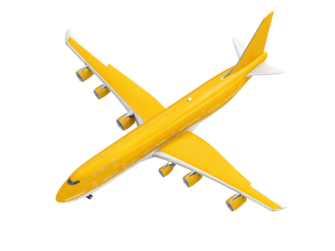 Yellow airplane isolated on black background air travel flight journey, Isolated On White Background, Png Transparent