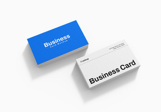 Top View Double-Sided Business Visiting Card PSD Mockup