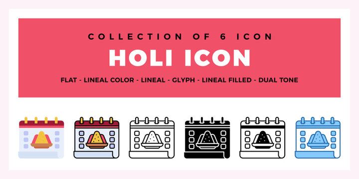 Holi Festival Icons A Collection of 6 Unique Designs
