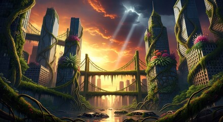 The silent reclamation of urban spaces Nature's persistent return in a cityscape transformed