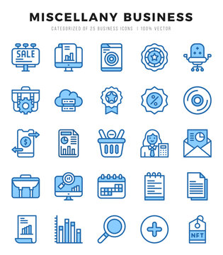 Set of simple Two Color Miscellany Business Icons. Two Color art icons pack.