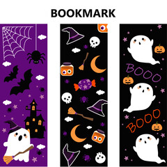 Cute Halloween Bookmarks with Ghosts and Spiders
