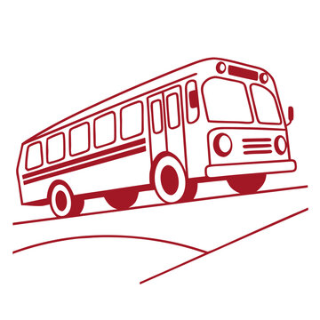 red bus isolated on white