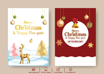 Christmas and New Year Celebration Party A4 Poster Flyer Template, Editable Print Ready Brochure Leaflet Design for Holiday Sale Promotion, Christmas Event Invitation, Modern Layout for Background