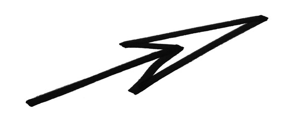 Simple arrow icon pointing right with a thin outline and a solid fill isolated on transparent background