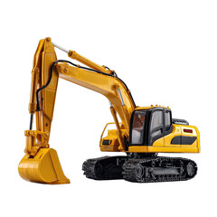Yellow construction excavator,  isolated