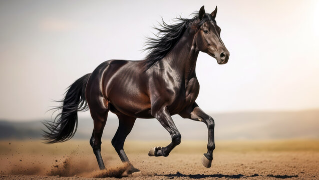 들판을 달리는 검은 말