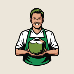 coconut seller with coconut 