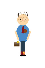 Obraz premium Funny Office Worker Cartoon Character Vector Illustration | Simple Flat Style EPS