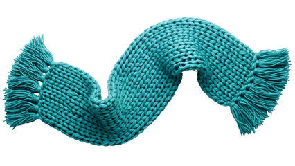 Chunky knit accessory accessory flows dynamically against a dark background