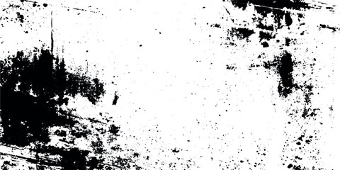 Abstract Deep Black Ink Smudges and Scribbles Intense Gritty Vector Surface Distortion Background.