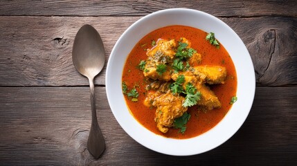 Bowl of Chicken Curry with Cilantro