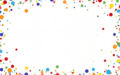Colorful confetti isolated on white background border frame repeat pattern. Great for a birthday party or an event celebration invitation or decor. Surface pattern design. High quality