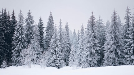 Obraz premium nordic minimal snowy forest background