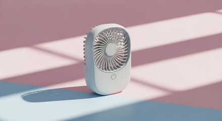 Minimalist Portable Fan on Soft Pastel Background with Shadows