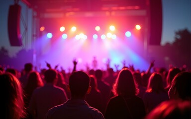 crowd at concert - summer music festival. High quality