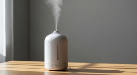 Modern Essential Oil Diffuser on Minimal Table with Mist Effect