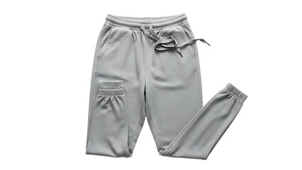 Light gray casual athletic bottoms are displayed flat against a black background
