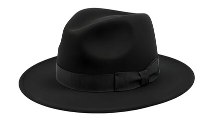 Classic black fedora style hat rendered against a solid dark background