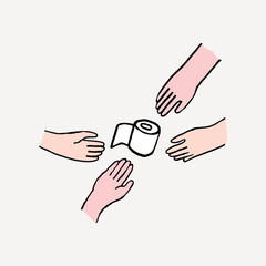 Wash your hands doodle collage element vector