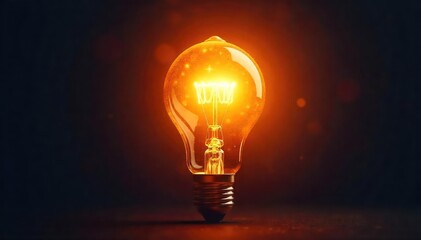 Close-up of a bright, shining light bulb, radiating brilliance and illuminating the darkness Perfect for concepts of innovation, ideas, and future potential , innovation, solution