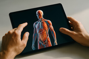 close up Innovative technology reveals human anatomy in interactive display