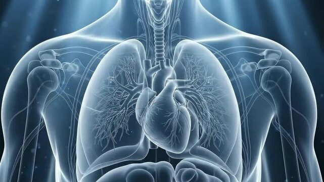 Lungs 3D Front View with Detailed Bronchi