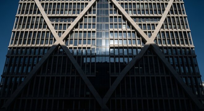 Architectural marvel, Striking facade of a modern building with geometric design elements that capture the essence of urban sophistication