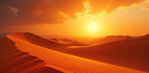 Intense desert heat shimmers above sun-baked sand dunes, creating a dramatic, almost surreal landscape Perfect for climate change, global warming, or travel themes , texture, geological, scenic