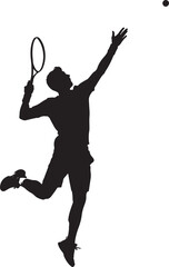 Tennis player serving with racquet and ball