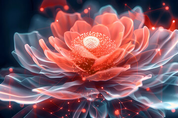 Abstract Flower with Glowing Particles and Lines Elegant and Futuristic