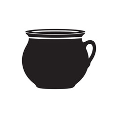 black and white silhouette of clay pot, perfect for web and app interfaces, presentations
