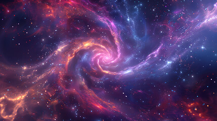 Cosmic Symphony Swirling Nebulae of Pink Orange and Blue Creating Celestial Artwork