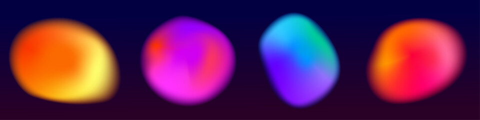 Colorful gradient blob in bright neon tones. Abstract round shape with smooth blur glow radiates vibrant neon aura and soft gradient aura.