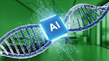 Artificial intelligence chip on dna strand, future of genetic engineering - Powered by Adobe