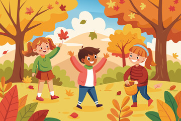 Kids in autumn park